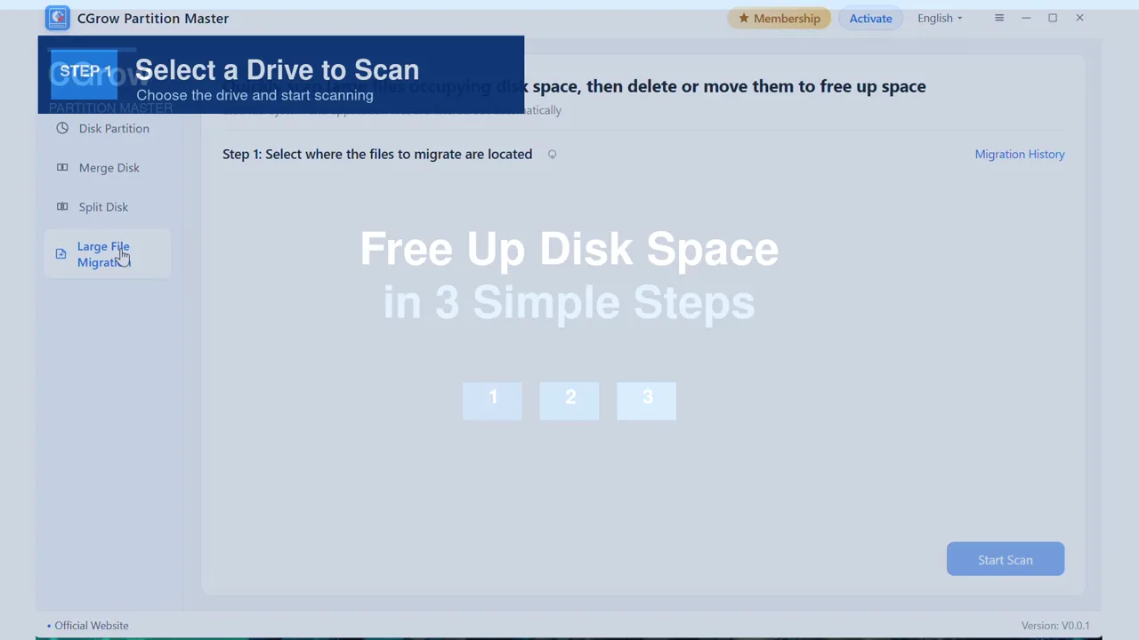 Large file migration preview